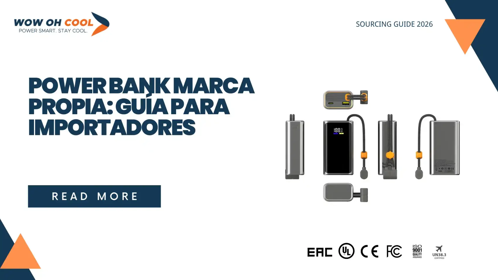 Power Bank con marca propia, producción OEM para importadores en España, fábrica ISO 9001 WOWOHCOOL Shenzhen