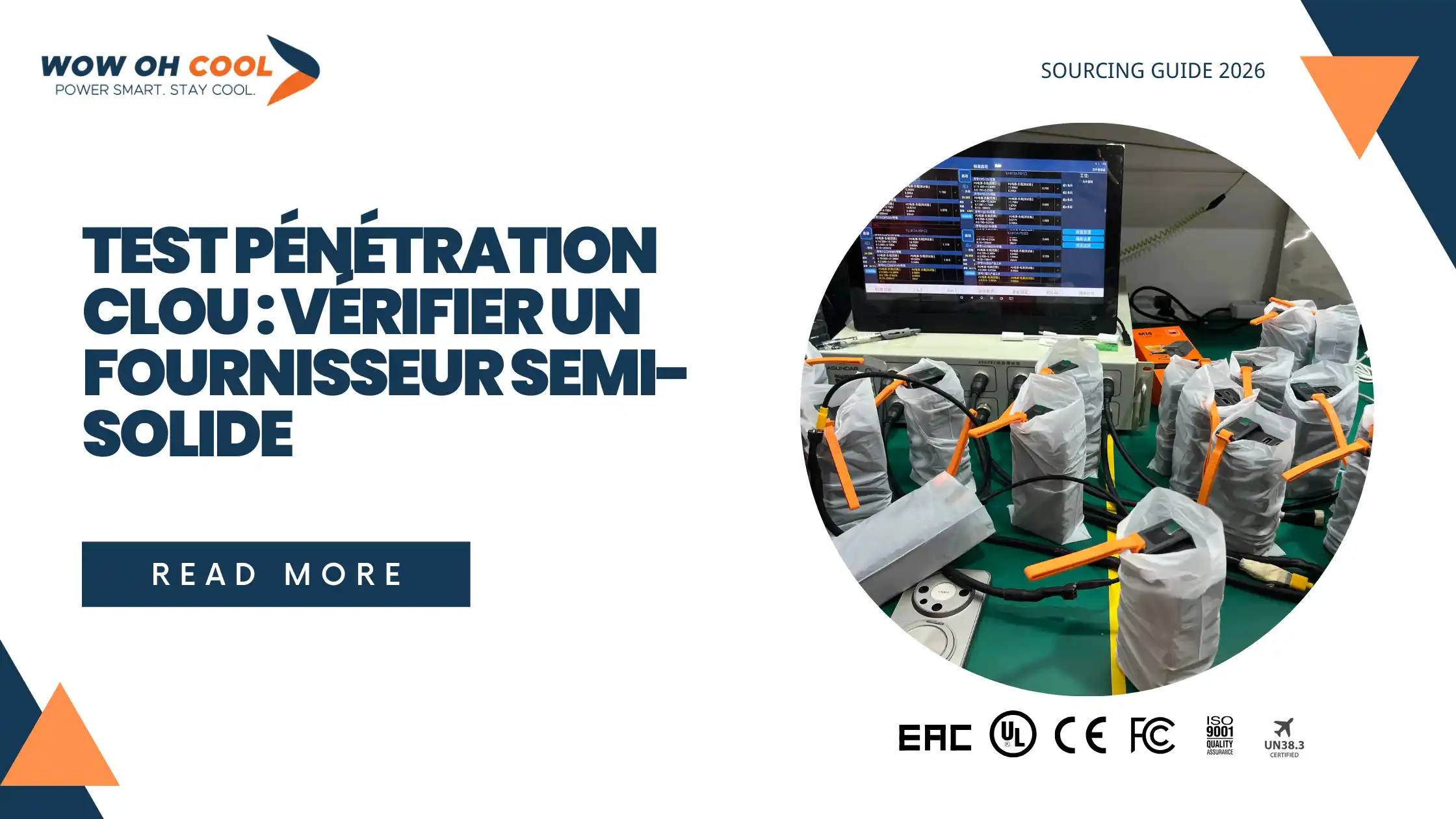 Test de pénétration au clou sur batterie semi-solide au laboratoire QC : vérification d'un fournisseur OEM pour importateurs