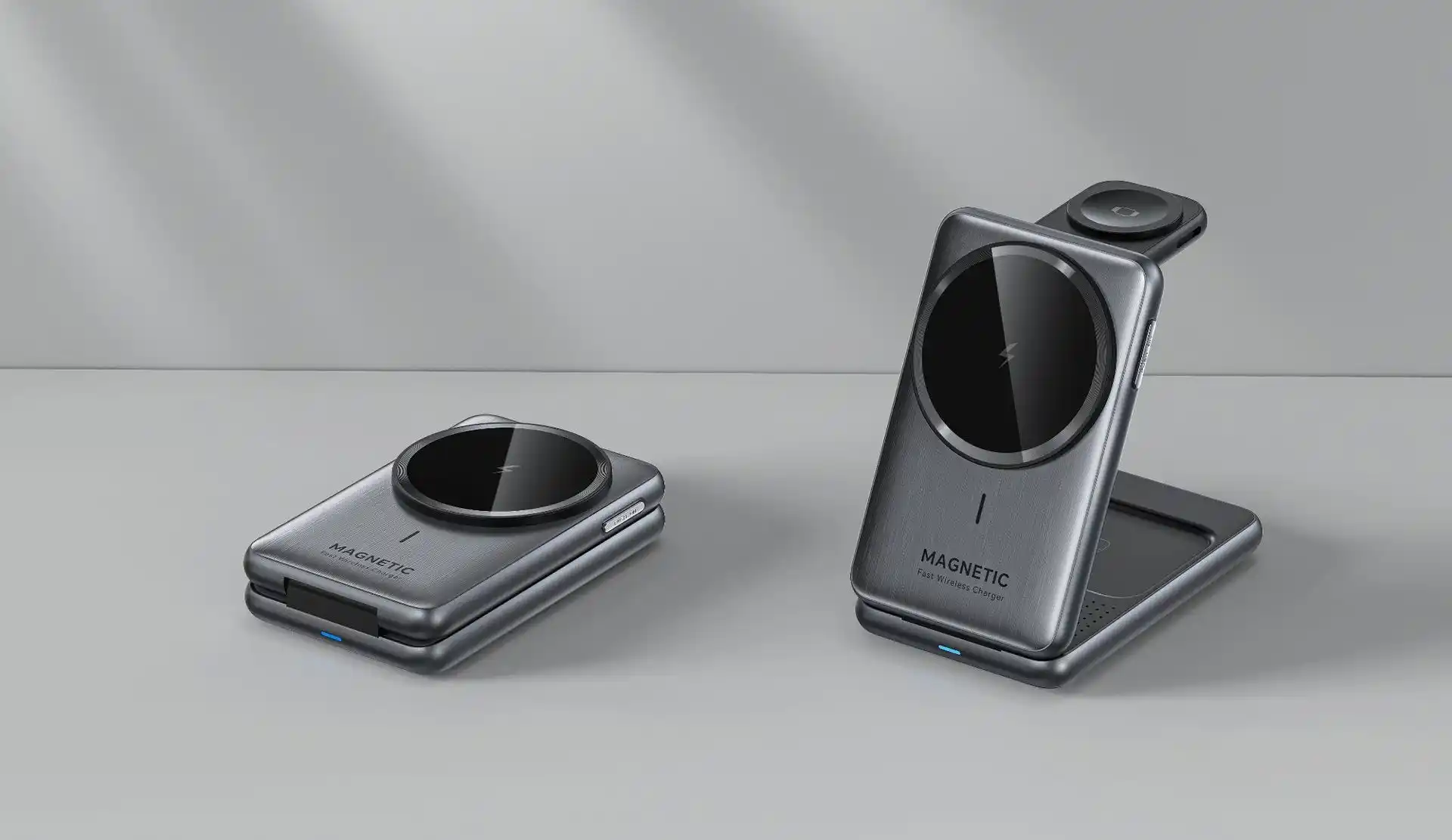 Sạc không dây 3-trong-1 gọn gàng gấp lại cho đầu giường phòng khách sạn - giải pháp sạc du lịch cao cấp