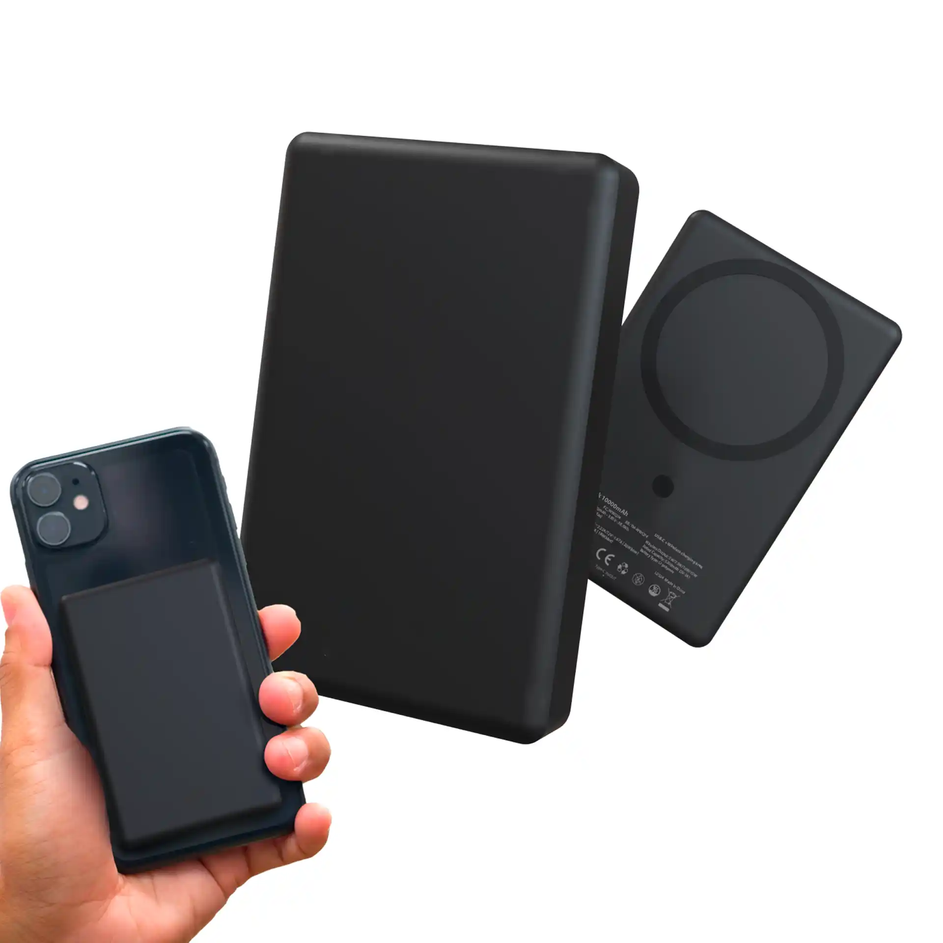 WOPQ74 Slim Magnetic Wireless Power Bank 10000mAh aluminum alloy body, 15W wireless charging, 20W PD Type-C output, digital LED display, V0 fireproof ABS+PC, ultra-slim 15.2mm