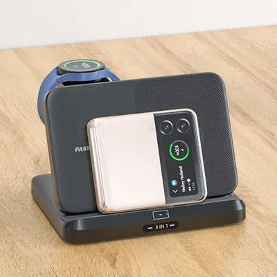 WOWOHCOOL Qi2 wireless charger factory - WOW82 3-in-1 charger for Samsung Fold & Xiaomi MIX foldable phones - OEM manufacturer