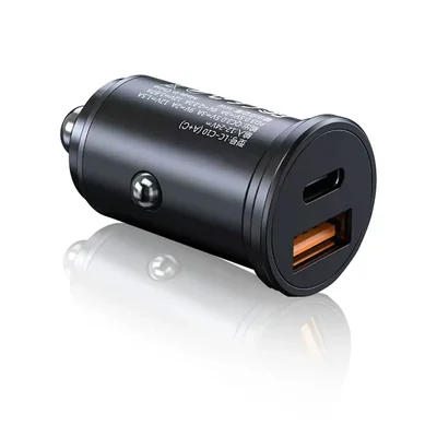 WOWOHCOOL factory WOC10 dual port metal PD car charger with USB-A and USB-C - aluminum alloy automotive OEM