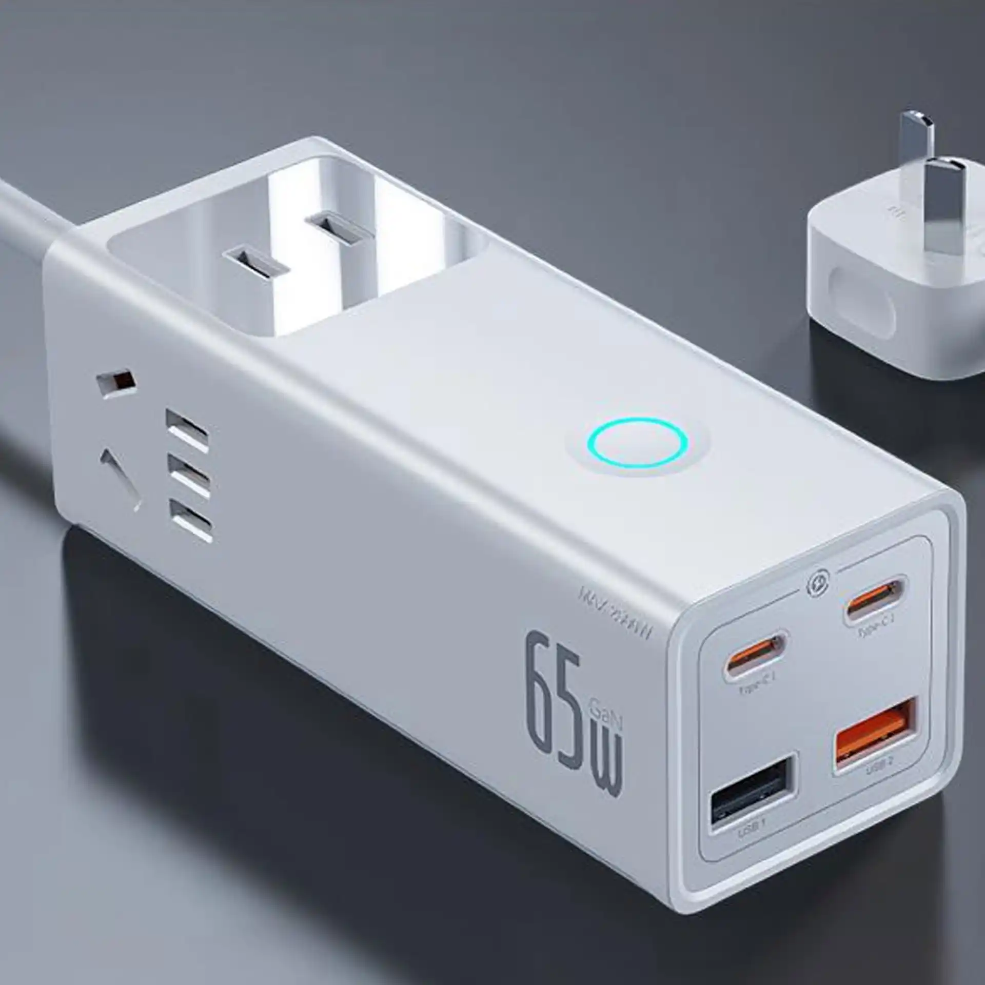 WOP10 65W GaN Power Strip with 4 USB Ports High Power